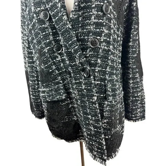 Chico's Tweed Lace Embroidered Metallic Cardigan Jacket Sweater Blazer Size 3 XL - Picture 6 of 16